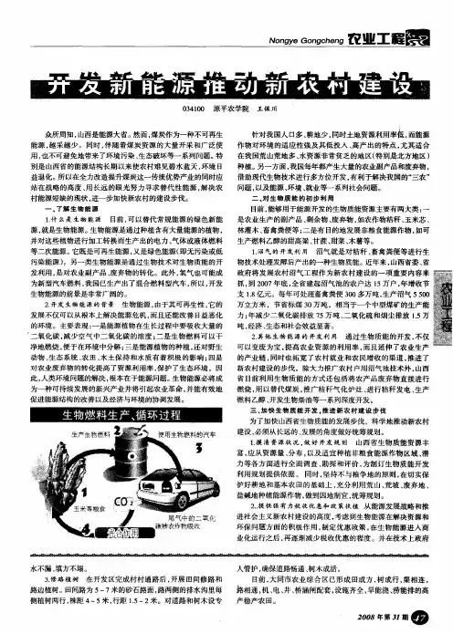 开发新能源推动新农村建设