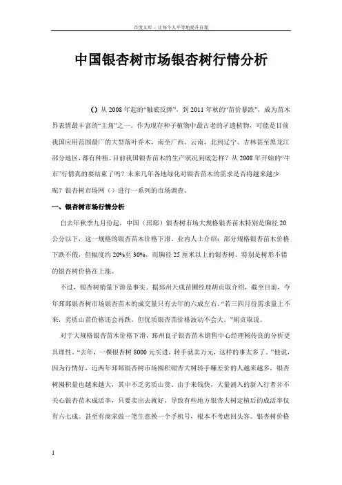 中国银杏树市场银杏树行情分析