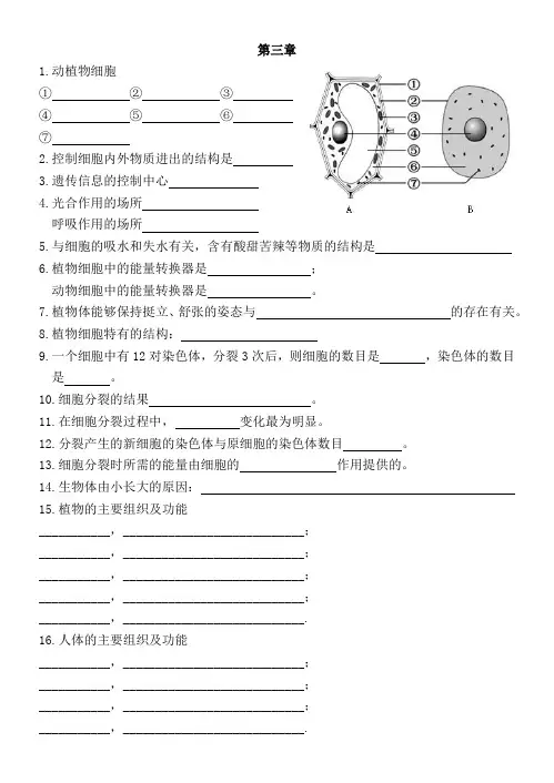 七年级生物第3章知识点