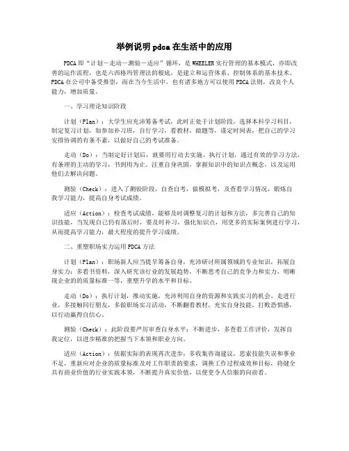 举例说明pdca在生活中的应用