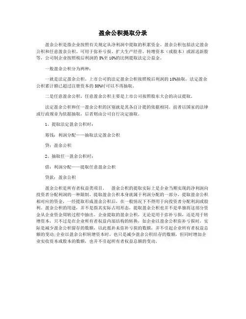 盈余公积提取分录