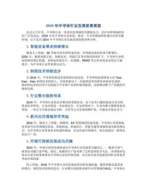 2024年半导体行业发展前景怎么样呢