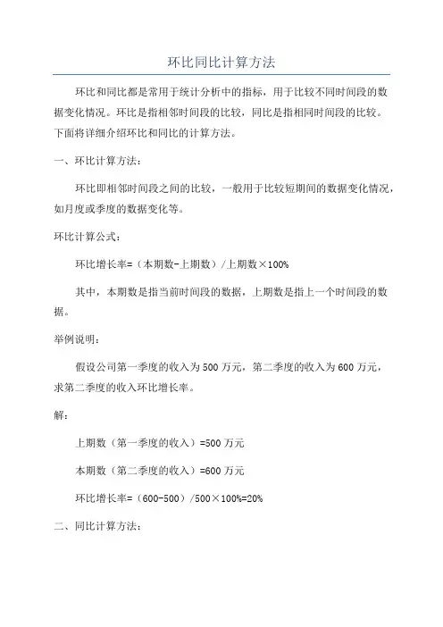 环比同比计算方法