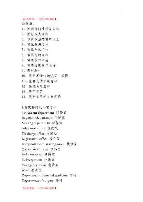 医学英语常用词汇(精编文档).doc