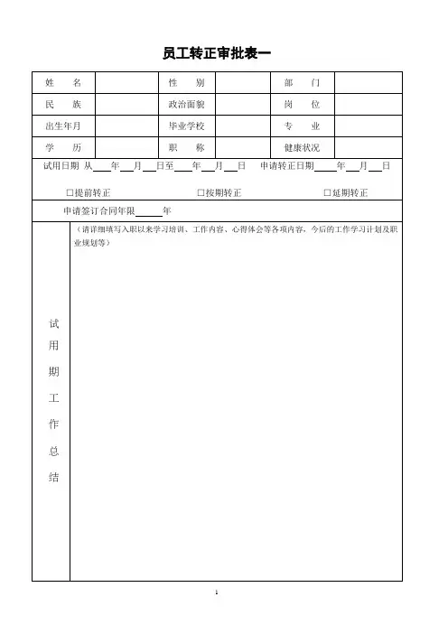 员工转正审批表模板