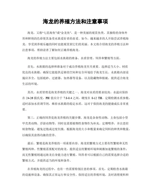 海龙的养殖方法和注意事项