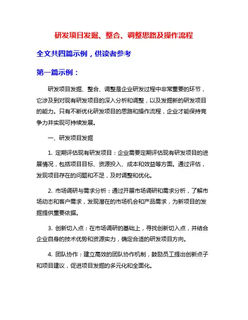 研发项目发掘、整合、调整思路及操作流程