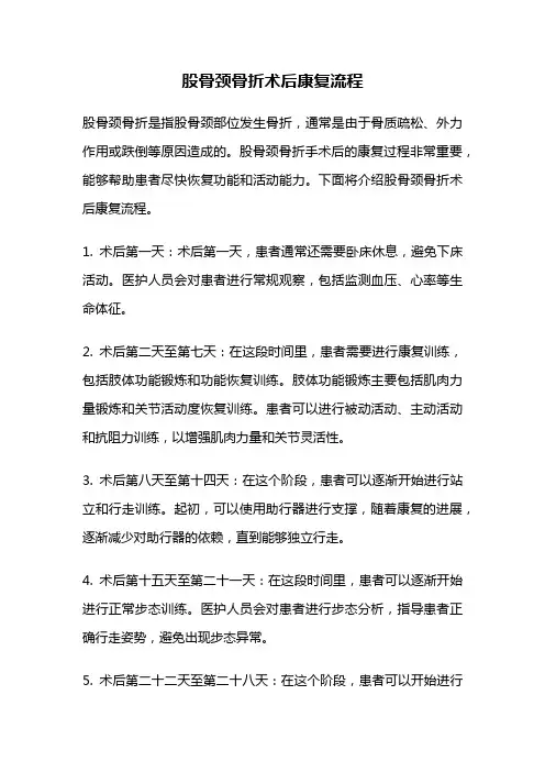 股骨颈骨折术后康复流程