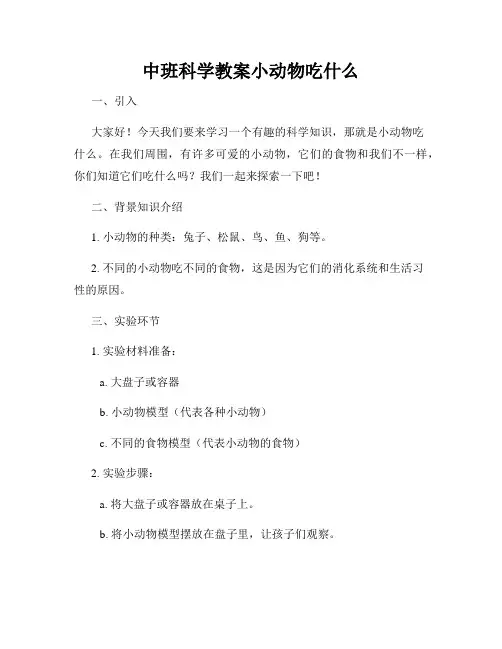 中班科学教案小动物吃什么