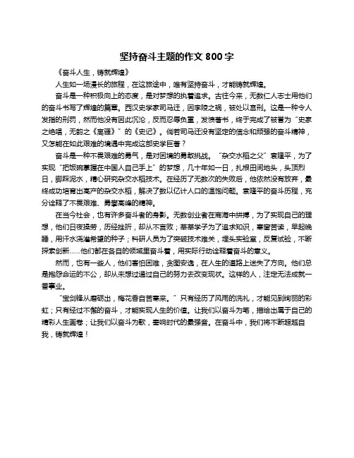 坚持奋斗主题的作文800字