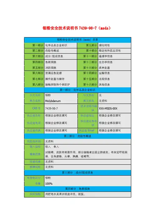 钼粉安全技术说明书7439-98-7(msds)