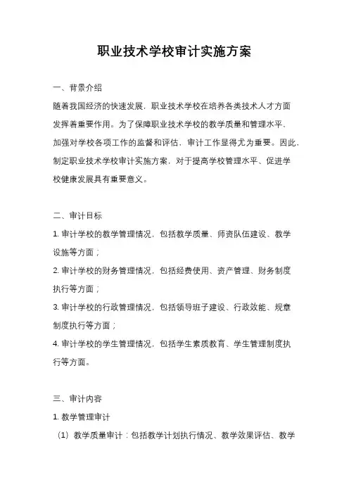 职业技术学校审计实施方案