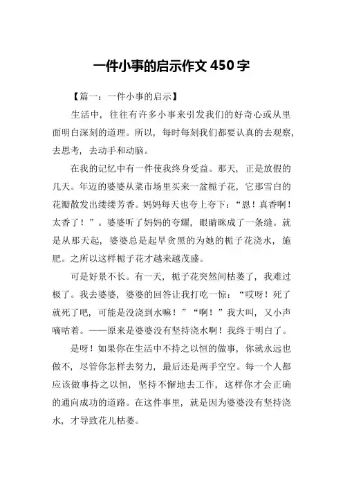 一件小事的启示作文450字