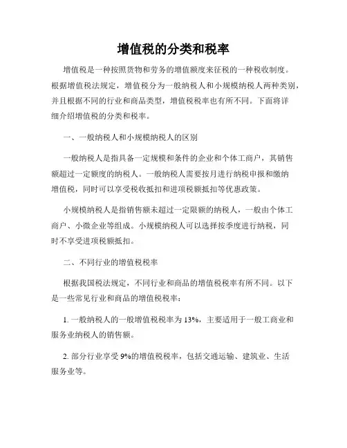 增值税的分类和税率