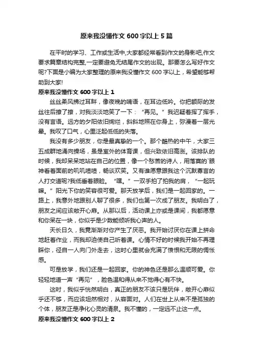 原来我没懂作文600字以上5篇