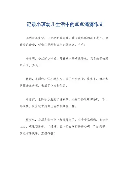 记录小班幼儿生活中的点点滴滴作文
