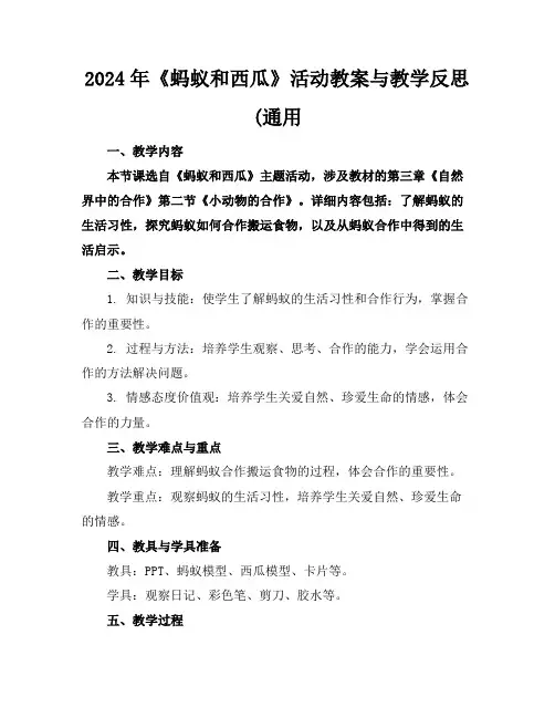 2024年《蚂蚁和西瓜》活动教案与教学反思(通用