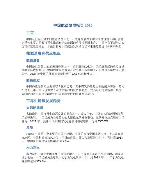 中国能源发展报告2023