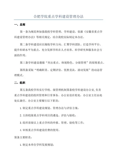 合肥学院重点学科建设管理办法