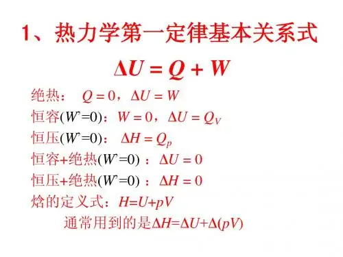 热力学第一定律总结