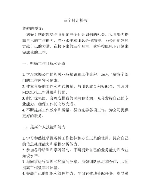三个月计划书