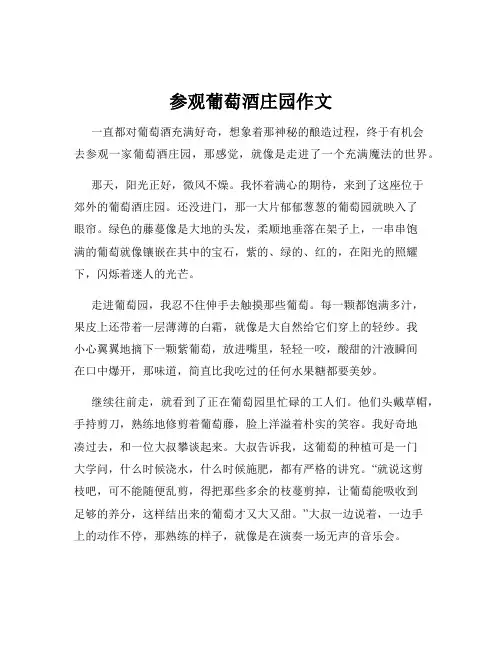 参观葡萄酒庄园作文