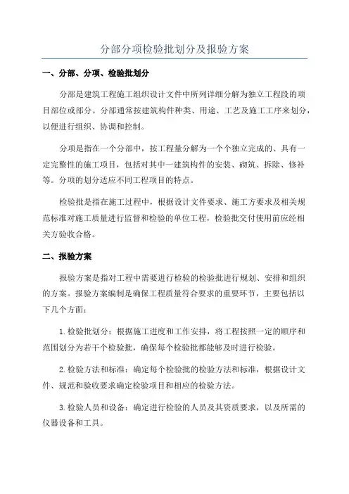 分部分项检验批划分及报验方案