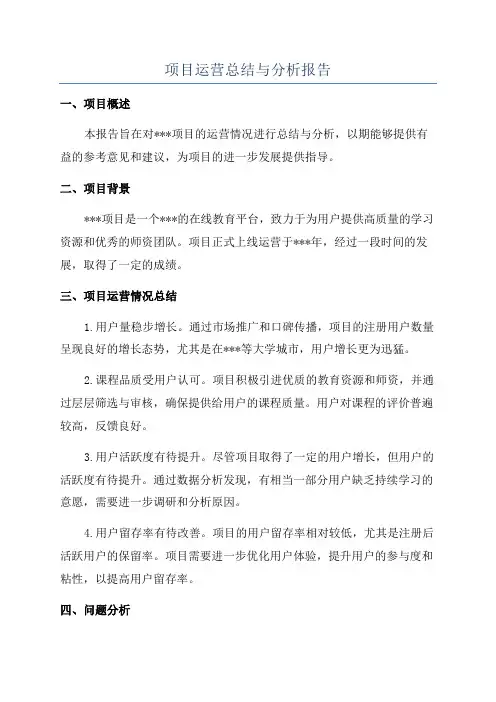 项目运营总结与分析报告