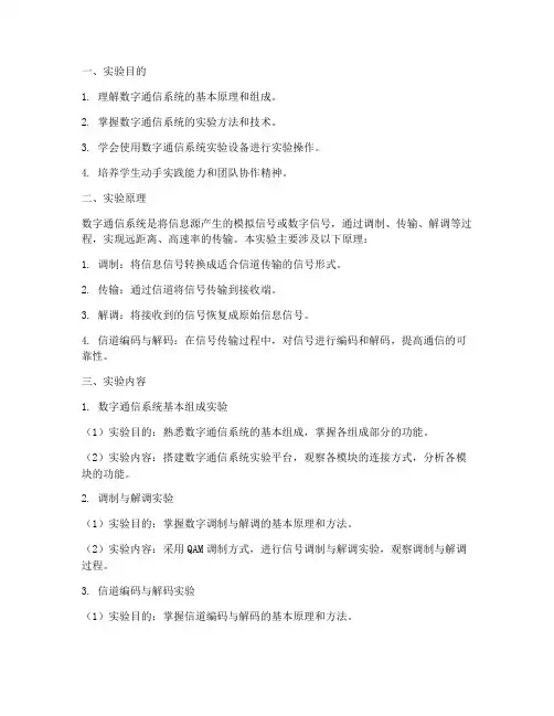 数字通信系统实训报告册