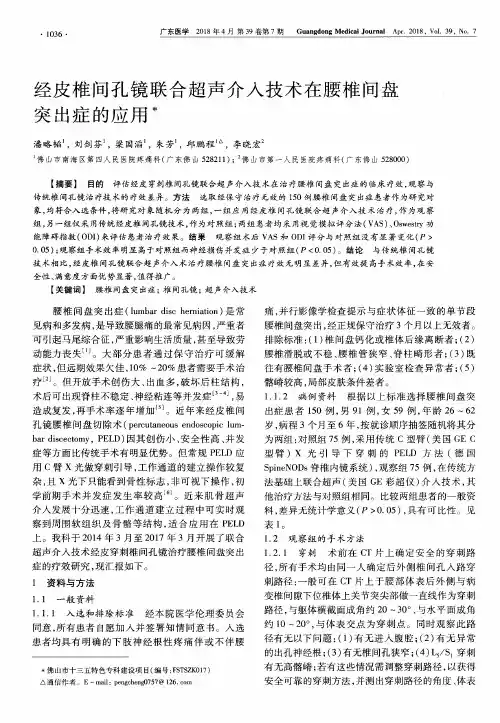 经皮椎间孔镜联合超声介入技术在腰椎间盘突出症的应用