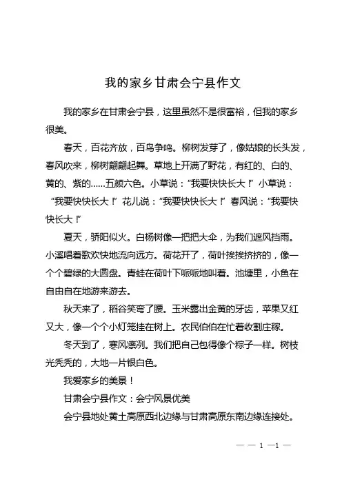 我的家乡甘肃会宁县作文