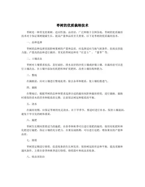 枣树的优质栽培技术