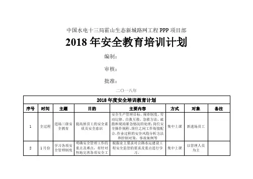 安全教育培训计划
