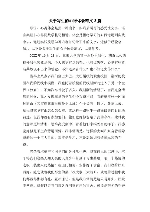 关于写生的心得体会范文3篇