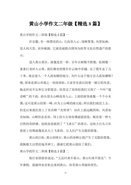 黄山小学作文二年级【精选3篇】