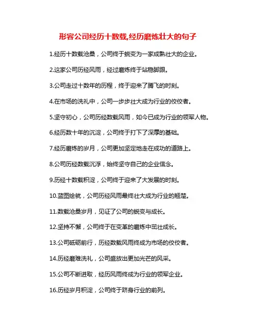 形容公司经历十数载,经历磨炼壮大的句子