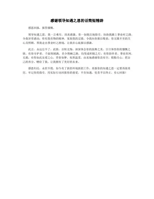 感谢领导知遇之恩的话简短精辟
