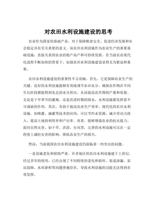 对农田水利设施建设的思考