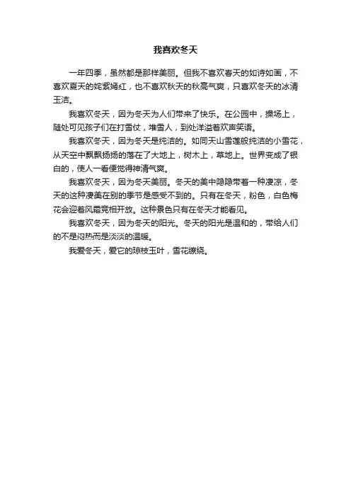 我喜欢冬天