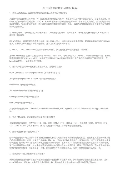 蛋白质组学相关问题与解答