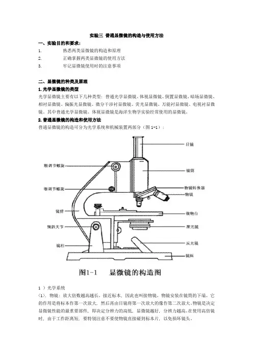 实验3普通显微镜使用方法
