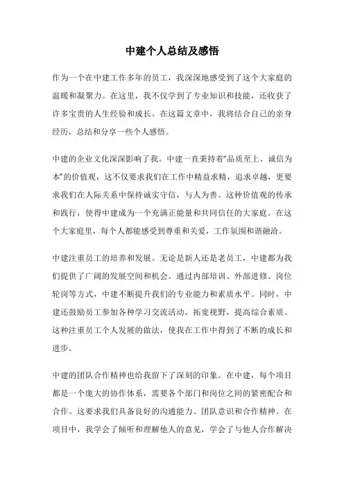 中建个人总结及感悟