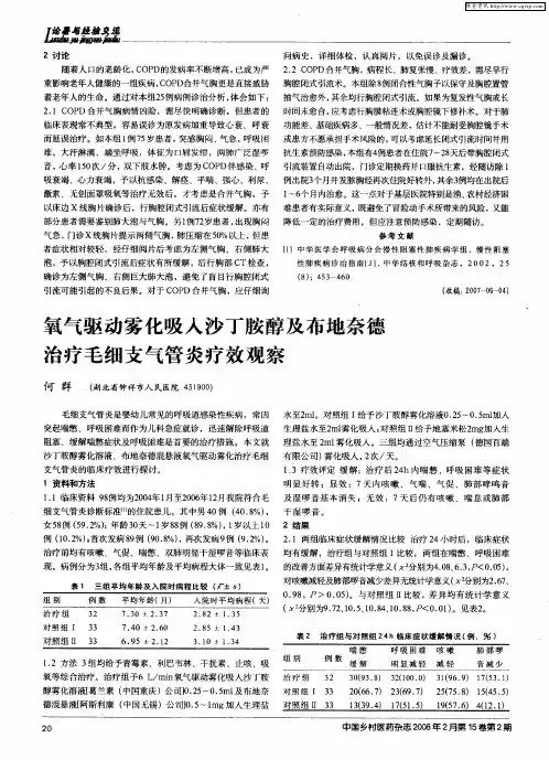 氧气驱动雾化吸入沙丁胺醇及布地奈德治疗毛细支气管炎疗效观察