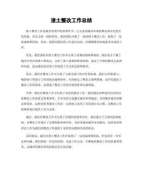 渣土整改工作总结