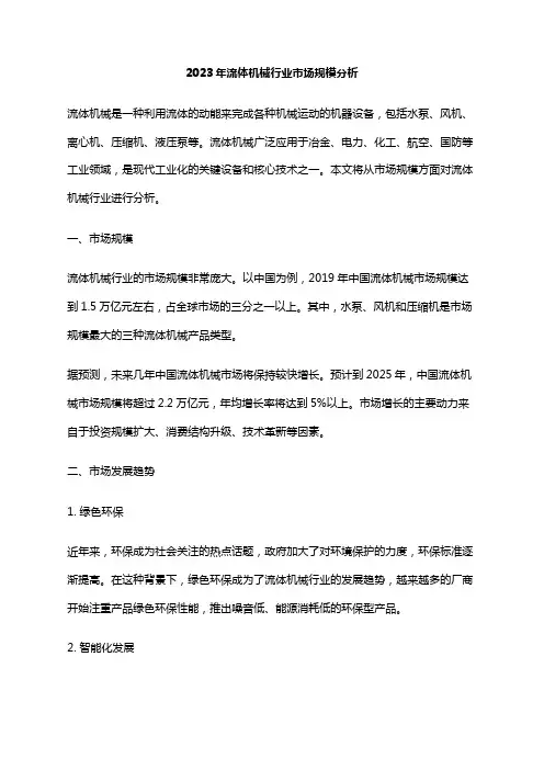 2023年流体机械行业市场规模分析