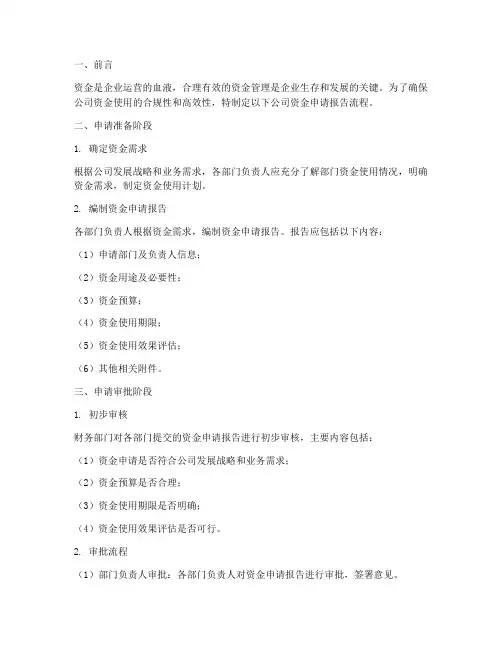 公司资金申请报告流程