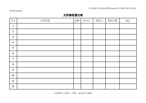 【模板】文件签收登记表模板