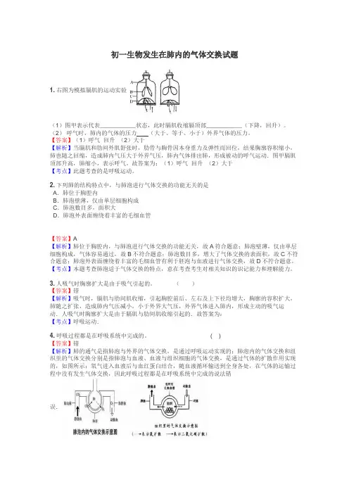 初一生物发生在肺内的气体交换试题

