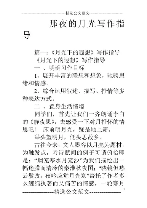 那夜的月光写作指导