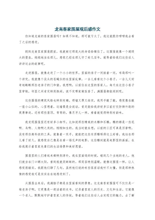 龙南客家围屋观后感作文